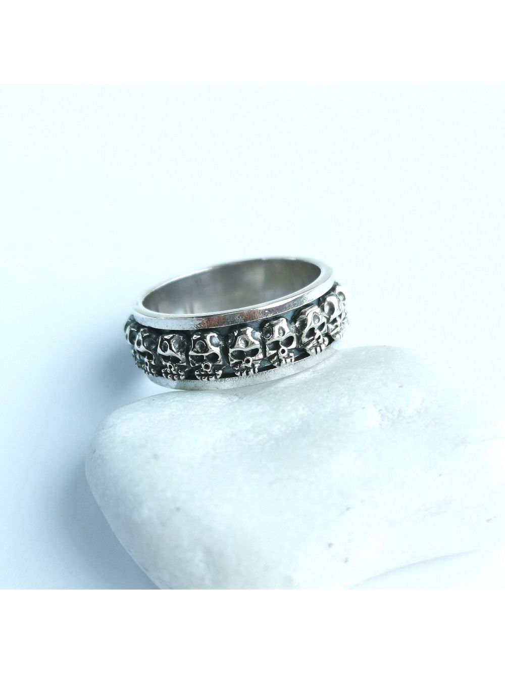 Multi Skull Band Spinning Spinner Ring in Sterling Silver size 11 🆕 unisex